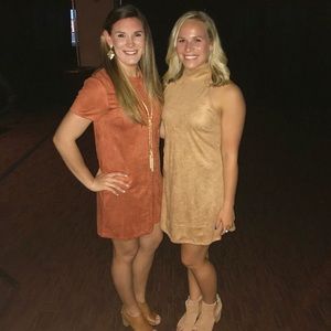 Suede High Neck Dress